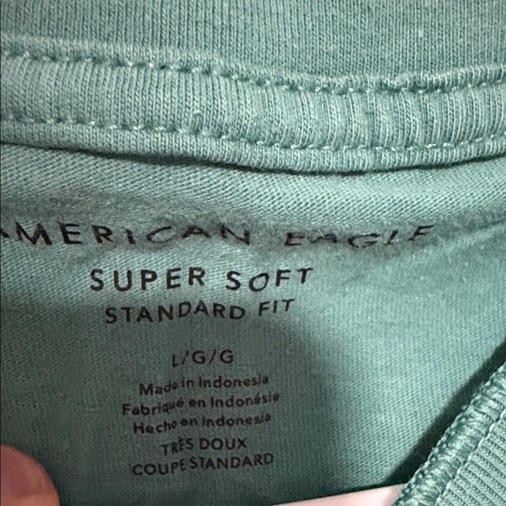 American Eagle Outfitters Teal Men's Tee - Picture 2 of 3